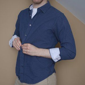 Blue Casual Long Sleeve Button Down